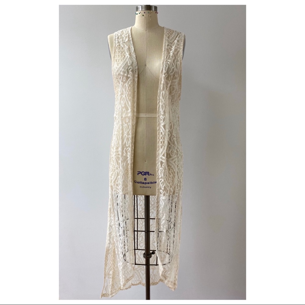 vintage light ivory lace duster • small/medium